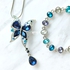 Austrian Crystal, Butterfly Pendant Necklace Bracelet (Blue/Multi-Colors)