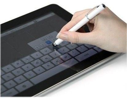 Dual Functions Stylus Touch Pen For Apple iPad 2 /3 iPhone 4 / 4S Samsung Galaxy Tab 10.1 8.9 7.0 Plus -White