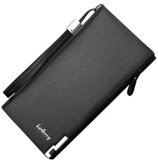 Baellerry Classy Men's Business Solid Long PU Leather Wallet - Black