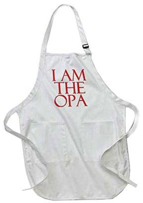 I Am The Opa Printed Apron With Pockets White 22 x 30inch