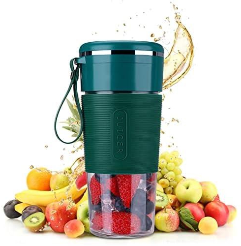 SYOSI Portable Blender Cup 300 ML Personal Blender Smoothie Maker Make Healthy Smoothies for Travel Sports Kitchen, Juicer with Stainless Steel Two-blade Cutter Head Fruit Juice Mixer Battery Powered