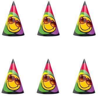 مجموعة قبعات للحفلات بتصميم وجه بتعبير مبتسم من 6 قطع 18سنتيمتر