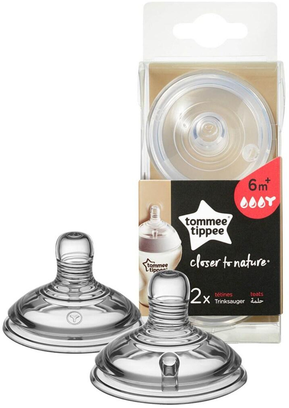 Tommee Tippee Closer To Nature Thick Feed Teats Clear 2 PCS