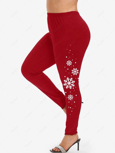 Plus Size Christmas Snowflake Print Leggings - 4x | Us 26-28