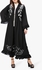 Black Ruffle Detail Embroidered Abaya