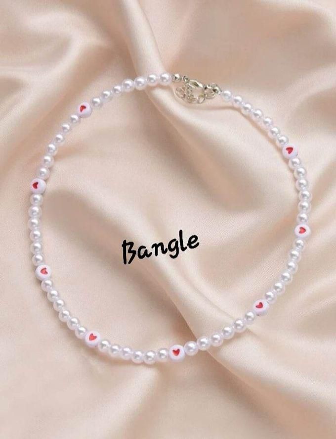 Fashion Heart Choker With White Pearl Necklace