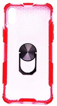Protective Ring Holder Case Cover For Apple iPhone X/XS Red/Clear