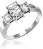 Sterling Silver 1.5 ct Emerald Cut CZ Three Stone Engagement Ring