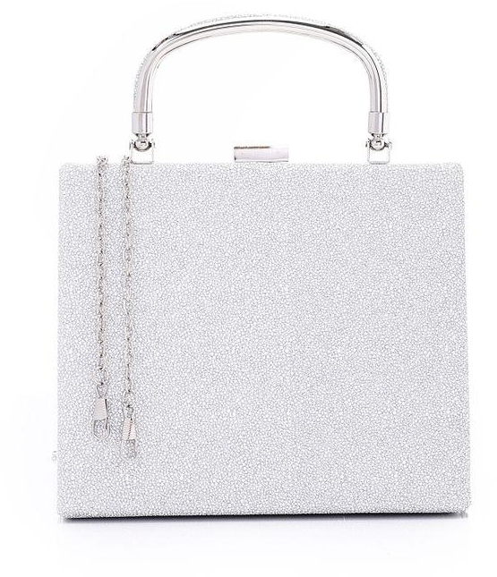Mr Joe Press Button Closure Glittery Handbag - Silver