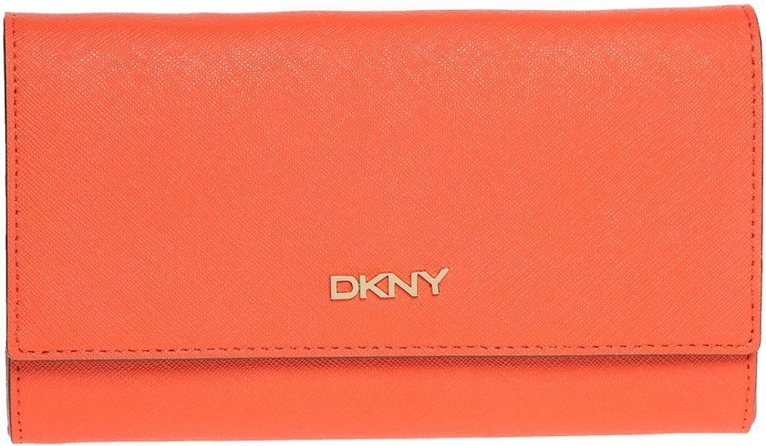 DKNY R2621103  Flap Wallet for Women - Leather, Orange