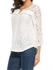 Meaneor New Women Casual V-Neck 3/4 Sleeve Floral Lace Button Blouse Tops-White
