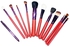 Makeup Cup Brushes Set 12 Brushes - Pink