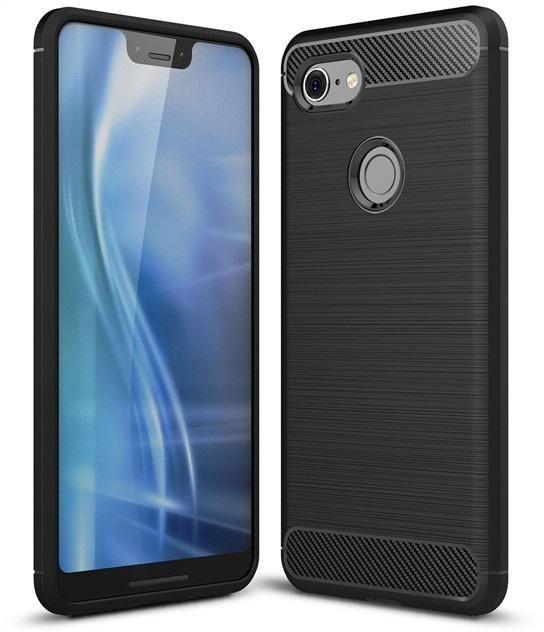 Google Pixel 3 XL case Carbon Brushed Soft TPU Shockproof cover - Black