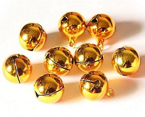 Universal 10pcs Small Gold Jingle Bell Copper Metal Fit Festival Jewelry Pendants Christmas Decor 6mm