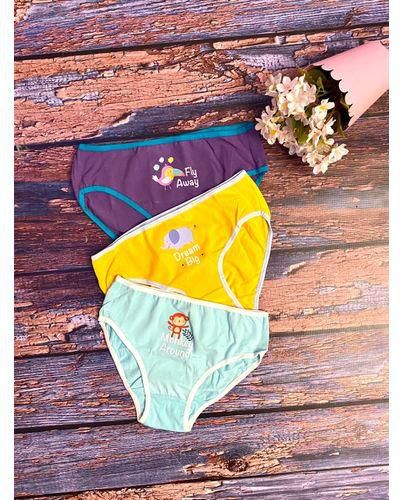 One To 12 Bundle Of 3 Bikini Underwear For Girls -Multicolor