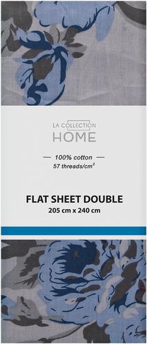 La collection bed sheet double 205x240cm blue aquarel flor