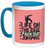 Life on the Edge Jumping Printed Coffee Mug Pink/White/Blue
