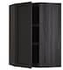METOD Corner wall cabinet with shelves, black Hasslarp/brown patterned, 68x100 cm - IKEA