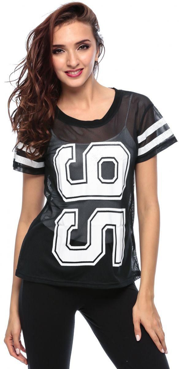 JollyChic Fashion Print O-Neck Sheer Style Sexy Top For Women - XXL/14 Uk, Black