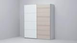 MEHAMN 4 panels for sliding door frame, white stained oak effect/white, 100x236 cm - IKEA
