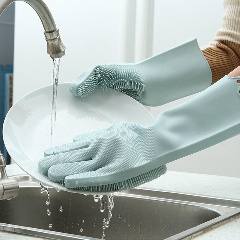 Magic Silicone Dish Washing Gloves Kitchen Accessories Dishwashing Glove Household Tools For Cleaning Brush