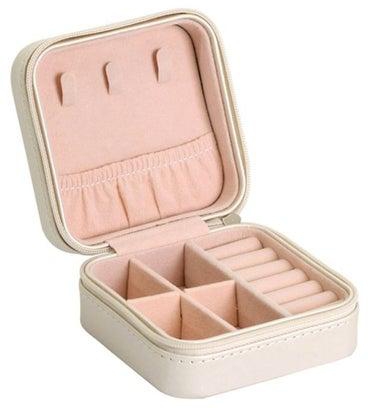 Portable Travel Jewelry Organizer Box Beige/Pink