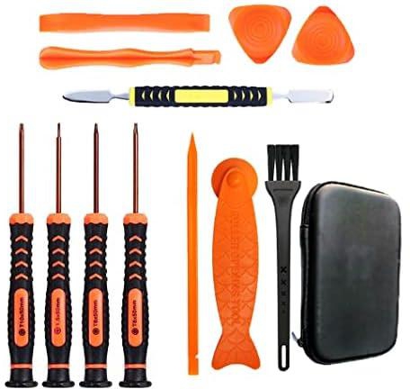 Repair Tool Kit for Xbox One 360 PS3 PS4 PS5 Controller XBOX series X|S, 12 in 1 T6 T8 T10 Xbox One Screwdriver Set with Cross Screwdriver 1.5, Safe Pry Tools, Cleaning Brush & Cloth in EVA Bag