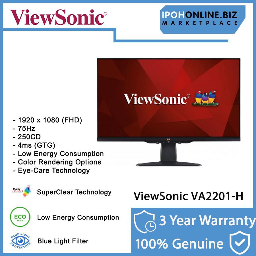 Viewsonic VA2201-H 21.5" 75Hz Led Flat Fhd Va Panel Lcd Vesa Vga Hdmi Monitor