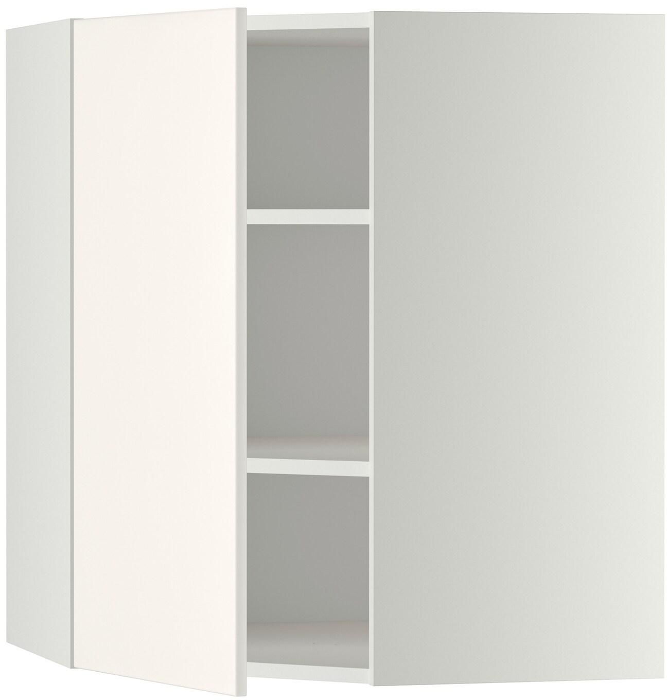 METOD Corner wall cabinet with shelves - white/Veddinge white 68x80 cm