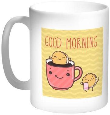 Good Morning Printed Coffee Mug Yellow/White