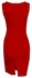 Fashion Women V-Neck Solid Pencial Dress - Red