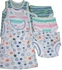6 Pieces In A Pack - Babies Multi Coloured Singlet With Pant