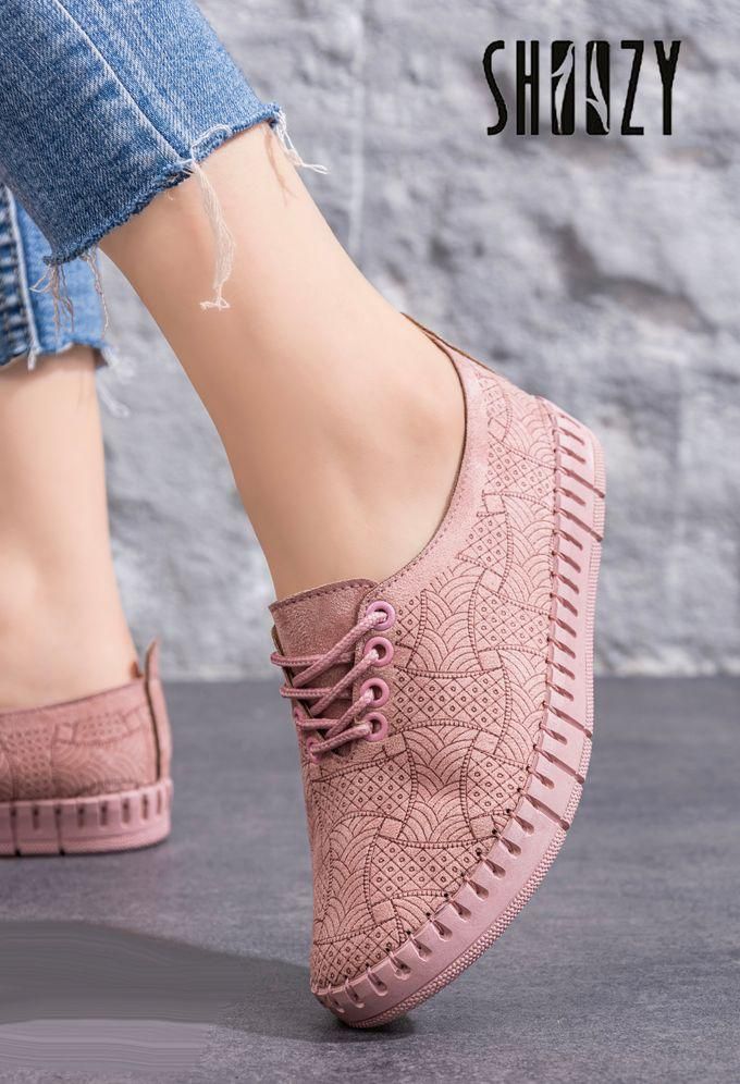 Shoozy Casual Lace Up Ballerina - Pink