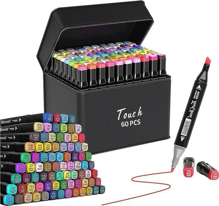 Touch Five 60 Colors Art Sketch Drawing Twin Marker, Black