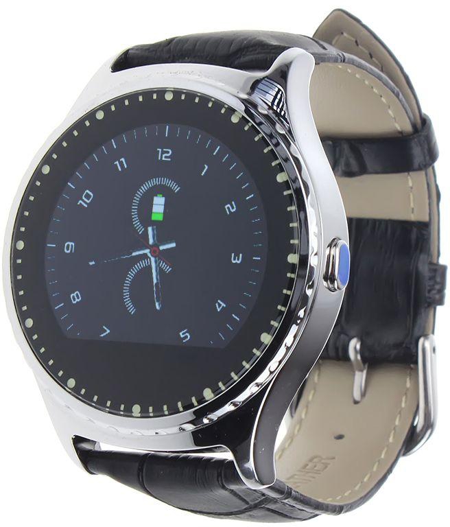 ساعة ذكية شريط جلد متوافقة مع اندرويد و اي او اس , اسود - L5s