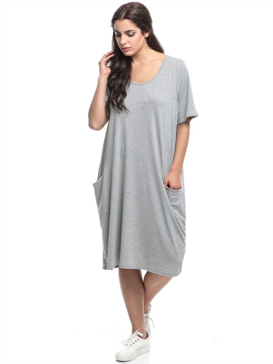 BOHOO WZZ01231 Shift Dress for Women, Grey - Plus Size