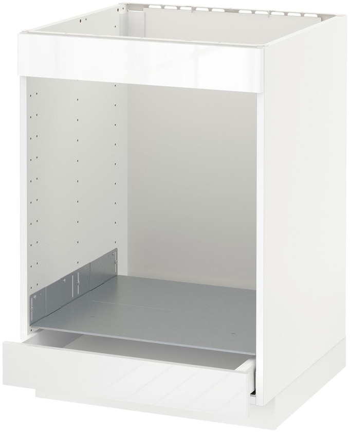 METOD / MAXIMERA خزانة قاعدة لموقد+فرن مع درج - أبيض/Ringhult أبيض ‎60x60 سم‏