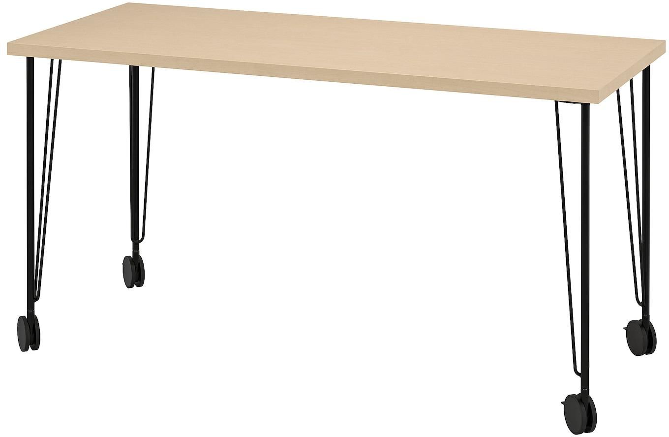 MÅLSKYTT / KRILLE Desk - birch veneer/black 140x60 cm