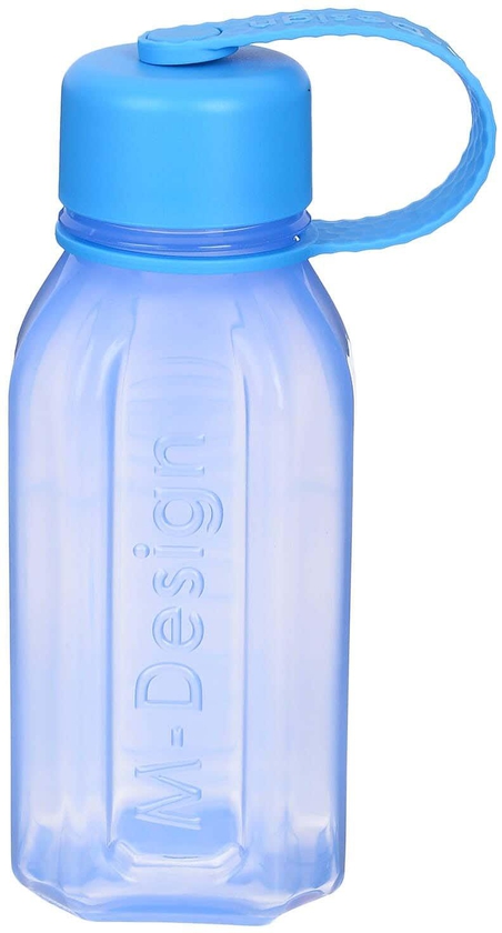 احصل على زجاجه مياه مربعة بلاستيك بغطاء متصل ام ديزاين، 500 مل - ازرق مع أفضل العروض | رنين.كوم