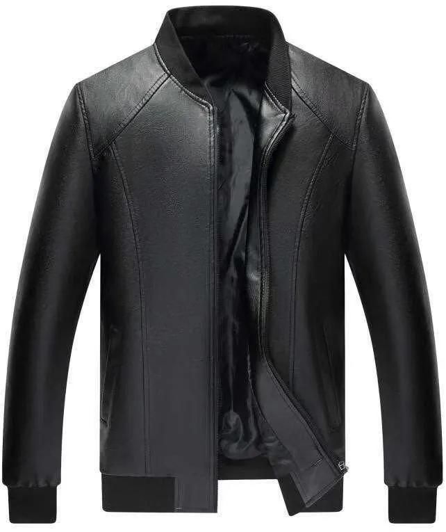 SXCHEN Men's Jacket High Quality Men PU Leather Motorbike Jacket Fashion Slim Fit  Coat Convenient Long Sleeve Stand Collar Neck Casual Boy Overcoat Black Trench Coats Parties Top 