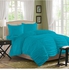 3-Piece Gathered Egyptian Cotton Duvet Cover Set Turquoise Double
