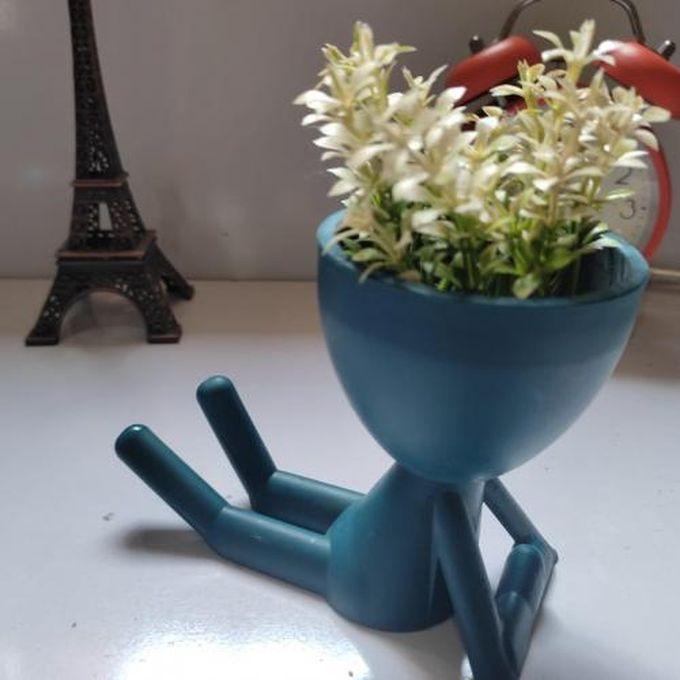 Artificial Flower With Blue Pot,Cool ,Home,Office Decoration -15 Cm