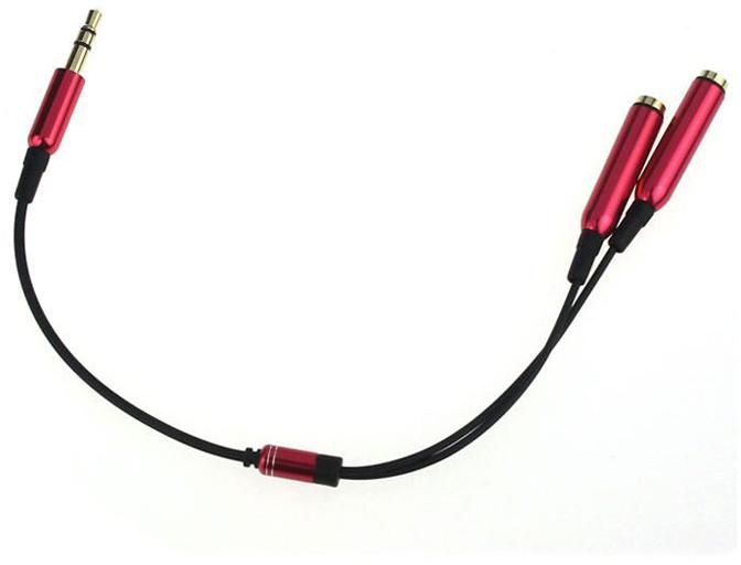 3.5mm Male to 3.5mm 2 Female Stereo Headphone Audio Splitter Cable Red