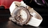 GUOU Rose Gold Case Butterfly Bling Crystal White Leather Quartz Wrist Lady Watch
