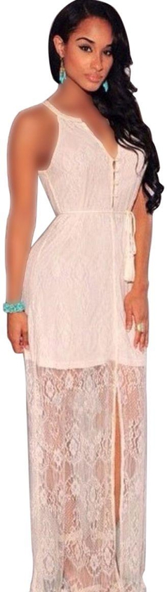 Maxi Dress for Women, Size Free Size, White