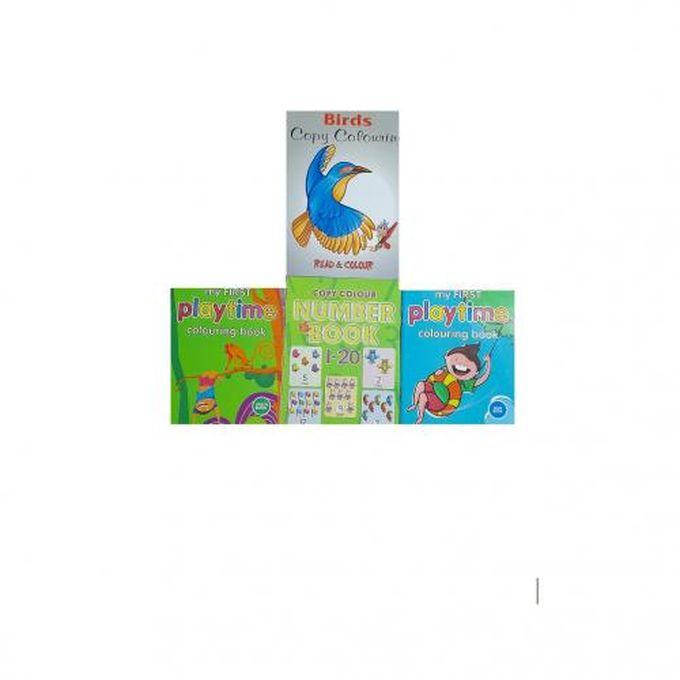 4 Colouring Books(my First Playtime Green/ My First Playtime Blue/ Number Book 1-20/ Birds)