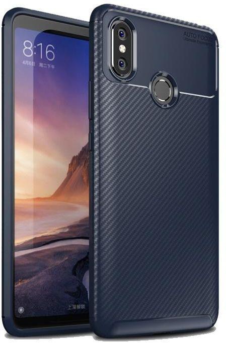 Xiaomi Mi Max 3 / Max3 case rubber Carbon pattern Soft TPU Shockproof cover - Navy
