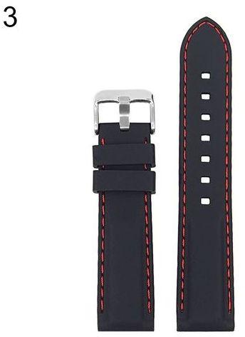 Sanwood Fashion Soft Silicone Watch Strap Band Buckle Watchband Replacement Wristband-Black + Red 18mm