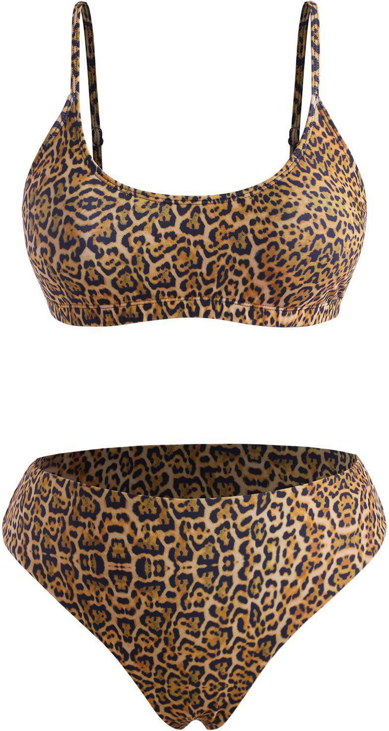 Plus Size Leopard Print Cheeky Bikini Swimwear - 3xl