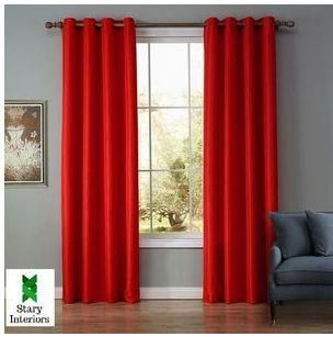 Generic Red Curtain (2Panels,each 1M) +FREE SHEER